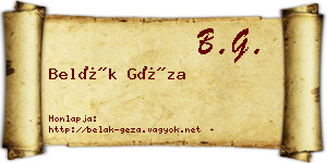 Belák Géza névjegykártya