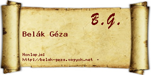 Belák Géza névjegykártya
